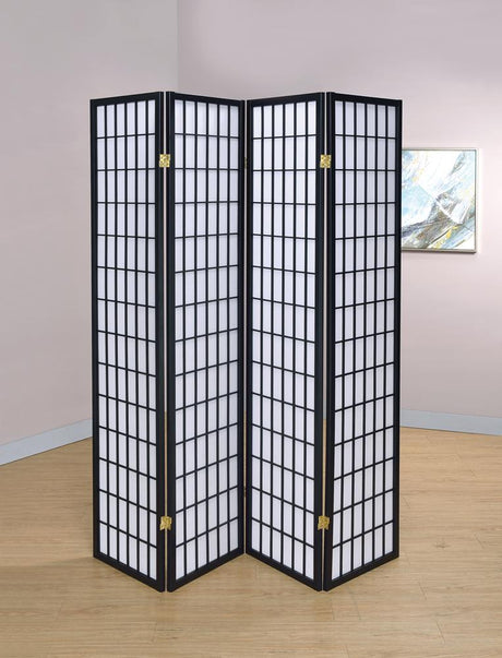 Roberto 4-panel Folding Screen Black and White - 4624 - Luna Furniture
