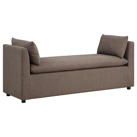 Robin Upholstered Accent Bench with Raised Arms and Pillows Brown - 910280 - Luna Furniture