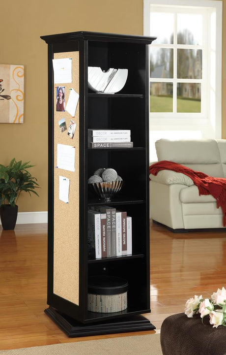 Robinsons Swivel Accent Cabinet with Cork Board Black - 910083 - Luna Furniture