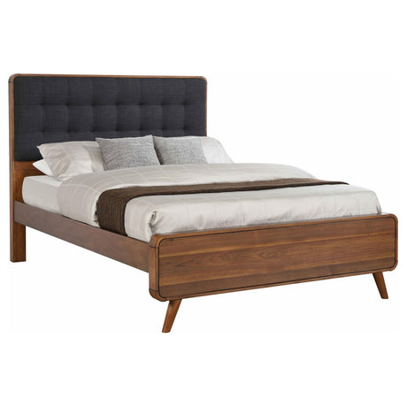 Robyn California King Bed with Upholstered Headboard Dark Walnut - 205131KW - Luna Furniture