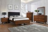 Robyn Dark Walnut Upholstered California King Bed from Coaster - Luna Furniture