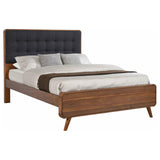 Robyn Eastern King Bed with Upholstered Headboard Dark Walnut - 205131KE - Luna Furniture