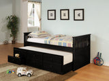 Rochford Twin Captain's Daybed with Storage Trundle Black - 300104 - Luna Furniture