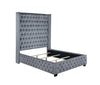 Rocori Queen Wingback Tufted Bed Grey - 306075Q - Luna Furniture