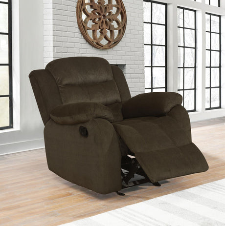 Rodman Upholstered Glider Recliner Chocolate - 601883 - Luna Furniture