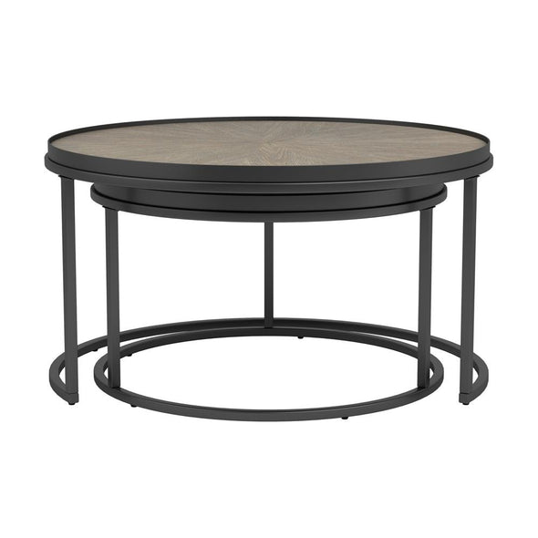 Rodrigo 2-piece Round Nesting Tables Weathered Elm - 931215 - Luna Furniture