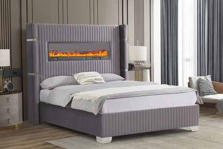 Romance Gray Platform Bed Queen, King *King - ROMANCE GRAY King - Luna Furniture