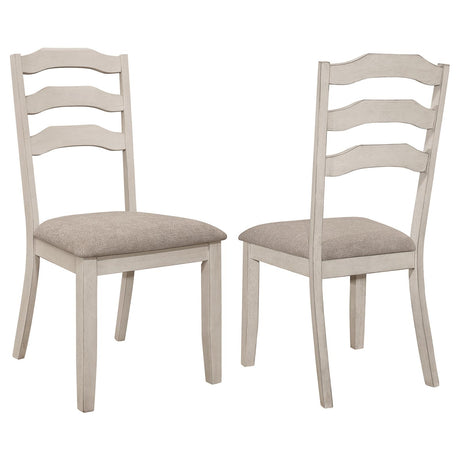 Ronnie Ladder Back Padded Seat Dining Side Chair Khaki and Rustic Cream (Set of 2) - 108052 - Luna Furniture