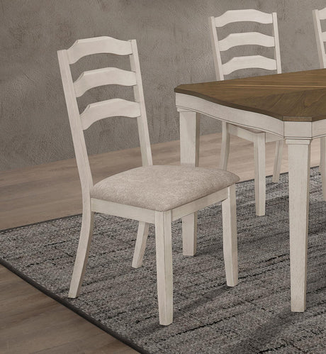 Ronnie Ladder Back Padded Seat Dining Side Chair Khaki and Rustic Cream (Set of 2) - 108052 - Luna Furniture