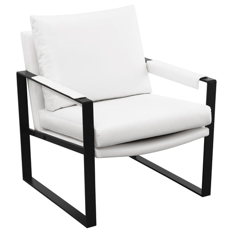 Rosalind Upholstered Track Arms Accent Chair White and Gummetal - 903022 - Luna Furniture