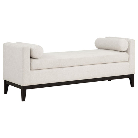 Rosie Upholstered Accent Bench with Raised Arms and Pillows Vanilla - 910270 - Luna Furniture