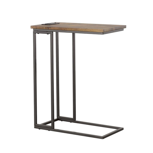 Rudy Snack Table with Power Outlet Gunmetal and Antique Brown - 935871 - Luna Furniture