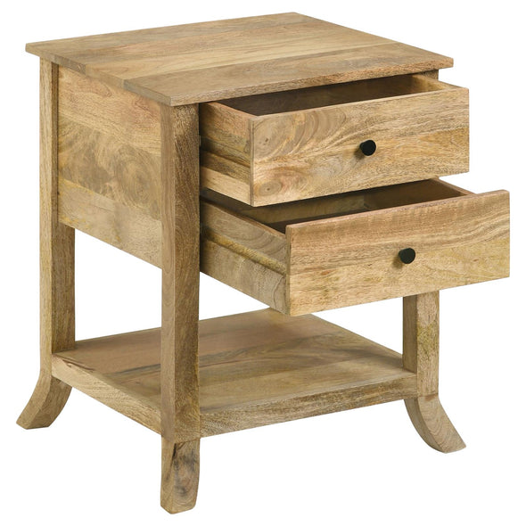 Russo 2-drawer Accent Table with Open Shelf Natural Mango - 959550 - Luna Furniture