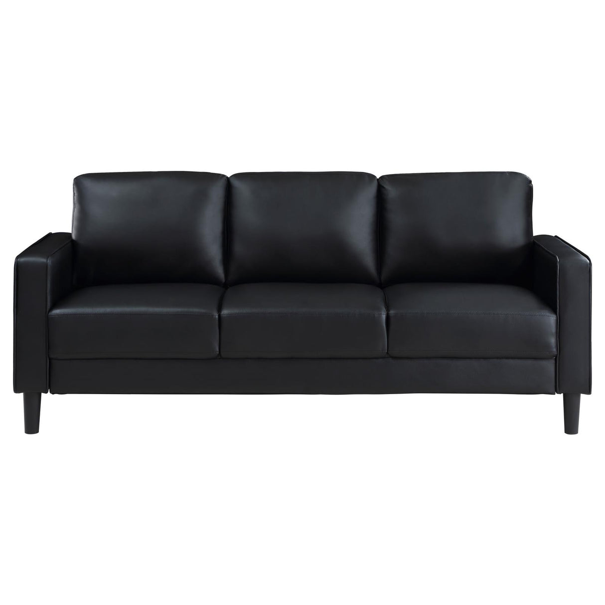 Ruth Black 2-Piece Upholstered Track Arm Faux Leather Sofa Set from Coaster - Luna Furniture