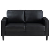 Ruth Black 2-Piece Upholstered Track Arm Faux Leather Sofa Set from Coaster - Luna Furniture