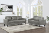 Ruth Gray 2-Piece Upholstered Track Arm Faux Leather Sofa Set from Coaster - Luna Furniture