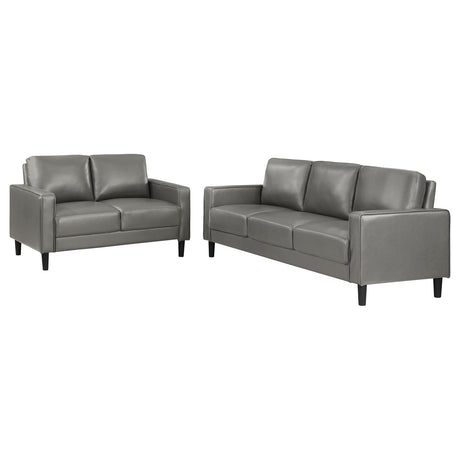 Ruth 2-piece Upholstered Track Arm Faux Leather Sofa Set Grey - 508365-S2 - Luna Furniture