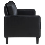 Ruth Black Upholstered Track Arm Faux Leather Living Room Set from Coaster - Luna Furniture