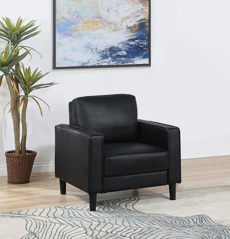 Ruth Upholstered Track Arm Faux Leather Accent Chair Black - 508363 - Luna Furniture