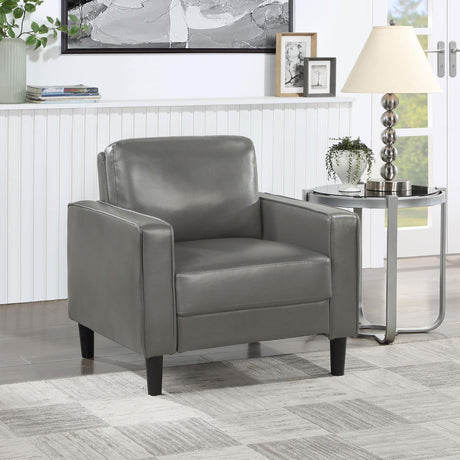 Ruth Upholstered Track Arm Faux Leather Accent Chair Grey - 508367 - Luna Furniture