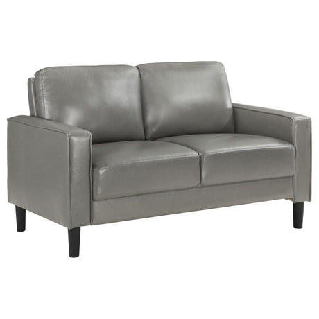 Ruth Upholstered Track Arm Faux Leather Loveseat Grey - 508366 - Luna Furniture