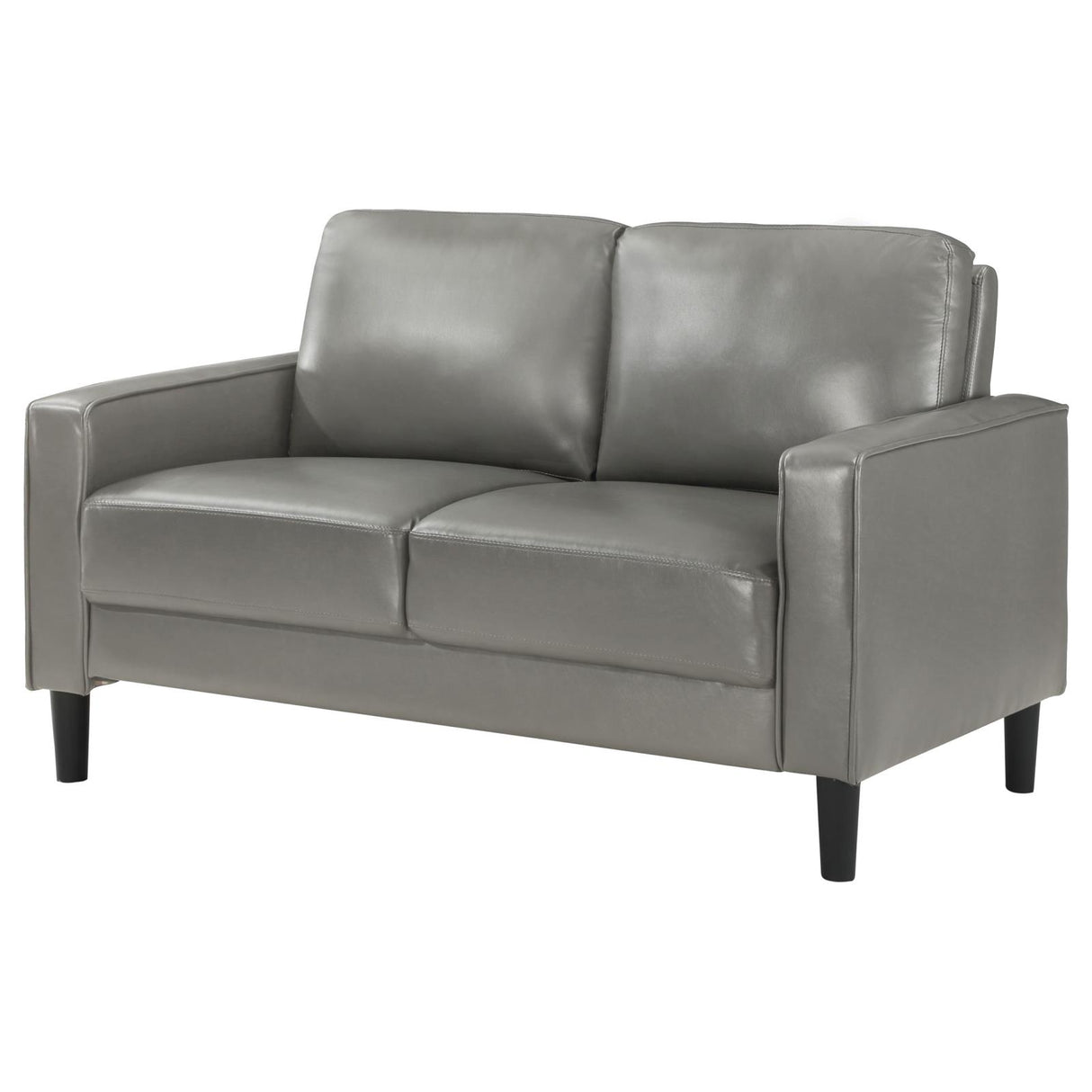 Ruth Gray Upholstered Track Arm Faux Leather Loveseat from Coaster - Luna Furniture