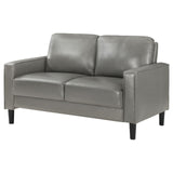 Ruth Gray Upholstered Track Arm Faux Leather Loveseat from Coaster - Luna Furniture
