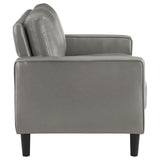 Ruth Gray Upholstered Track Arm Faux Leather Loveseat from Coaster - Luna Furniture