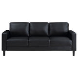 Ruth Black Upholstered Track Arm Faux Leather Sofa from Coaster - Luna Furniture