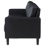 Ruth Black Upholstered Track Arm Faux Leather Sofa from Coaster - Luna Furniture