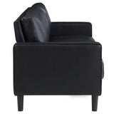 Ruth Black Upholstered Track Arm Faux Leather Sofa from Coaster - Luna Furniture