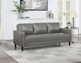 Ruth Gray Upholstered Track Arm Faux Leather Sofa from Coaster - Luna Furniture