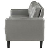 Ruth Gray Upholstered Track Arm Faux Leather Sofa from Coaster - Luna Furniture