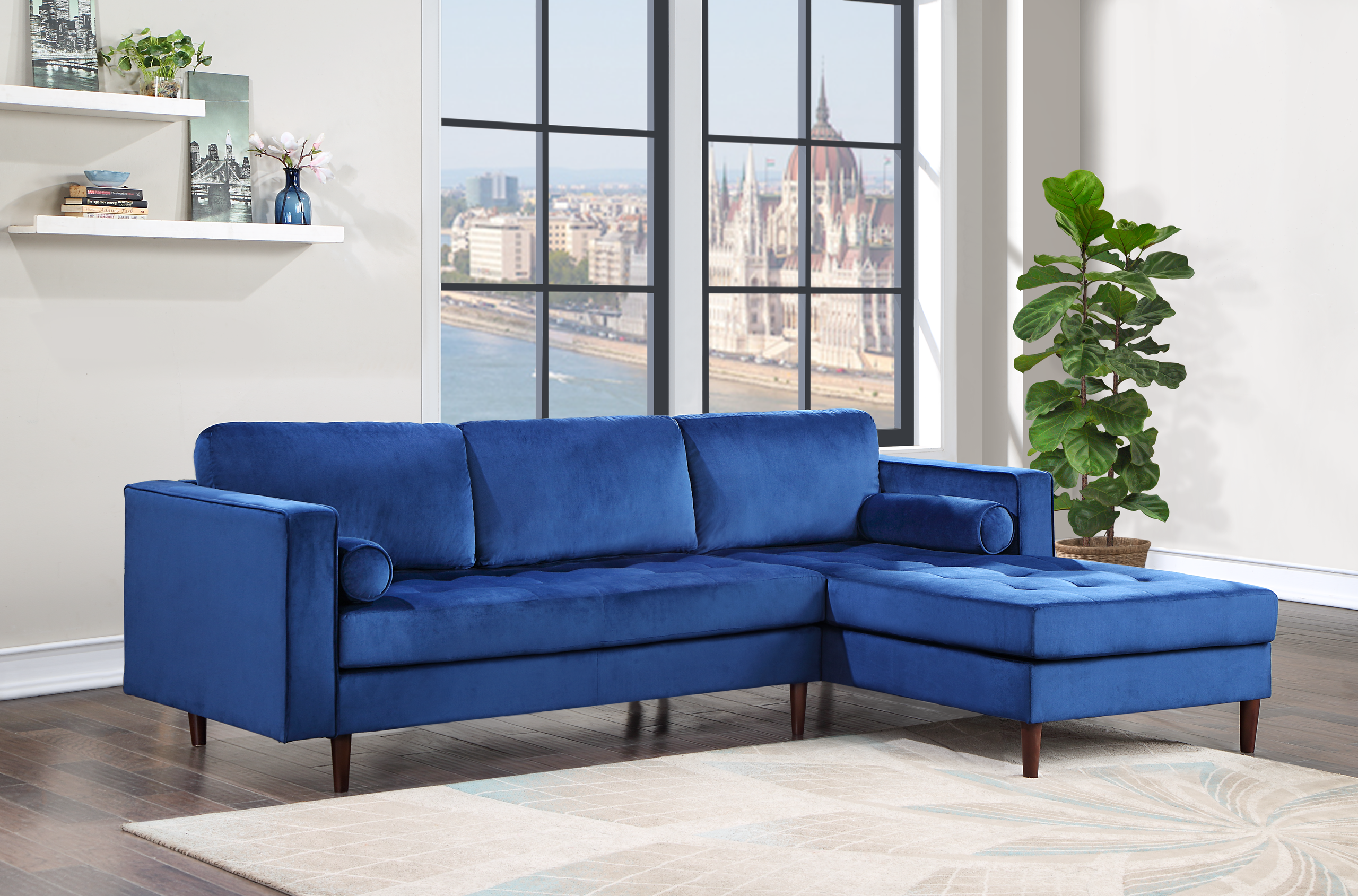 Roxy Blue Velvet RAF Sectional from Happy Homes - Luna Furniture