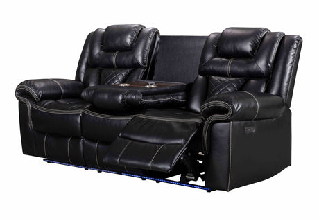 Alexa Black 3-Piece Power Reclining Living Room Set - Luna Furniture