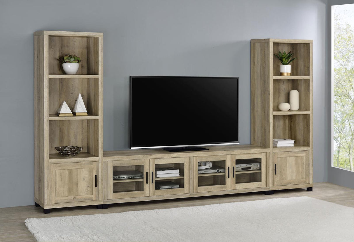 Sachin Antique Pine 3-Piece Entertainment Center With 79" TV Stand from Coaster - Luna Furniture