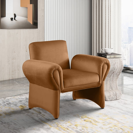 Saddle Fleurette Velvet Accent Chair - 409Saddle - Luna Furniture