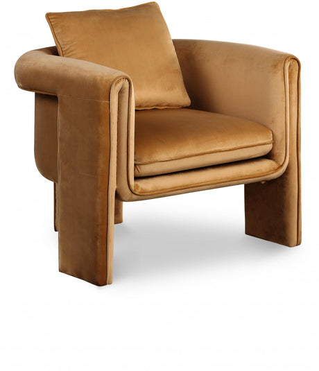 Saddle Sloan Velvet Accent Chair - 424Saddle - Luna Furniture