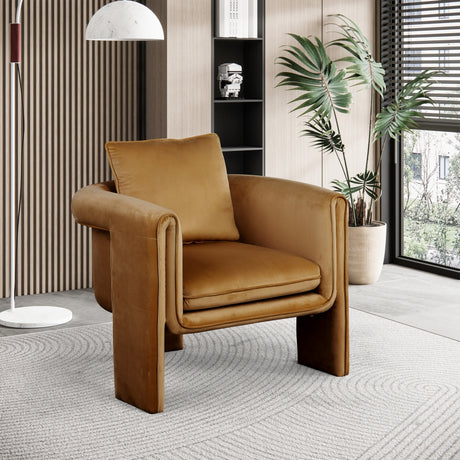 Saddle Sloan Velvet Accent Chair - 424Saddle - Luna Furniture