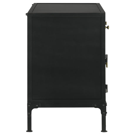 Sadler Black 2-Drawer Accent Cabinet with Glass Doors from Coaster - Luna Furniture