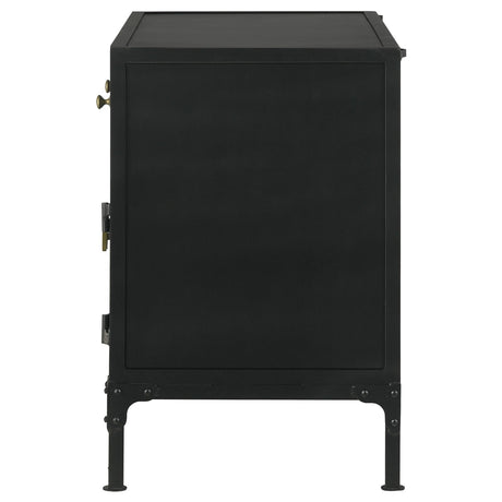 Sadler Black 2-Drawer Accent Cabinet with Glass Doors from Coaster - Luna Furniture
