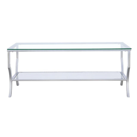 Saide Rectangular Coffee Table with Mirrored Shelf Chrome - 720338 - Luna Furniture