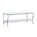 Saide Rectangular Coffee Table with Mirrored Shelf Chrome - 720338 - Luna Furniture