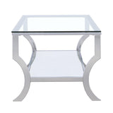 Saide Chrome Rectangular Coffee Table with Mirrored Shelf from Coaster - Luna Furniture