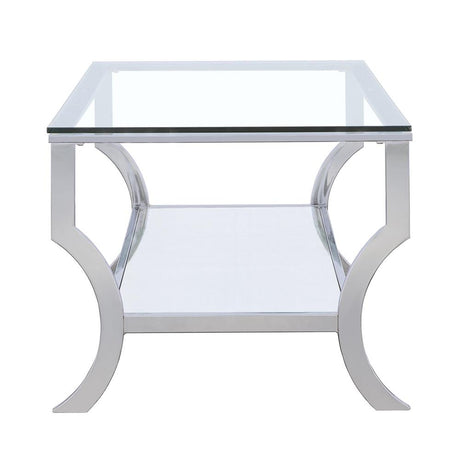 Saide Chrome Rectangular Coffee Table with Mirrored Shelf from Coaster - Luna Furniture