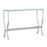 Saide Chrome Rectangular Sofa Table with Mirrored Shelf from Coaster - Luna Furniture