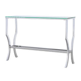 Saide Rectangular Sofa Table with Mirrored Shelf Chrome - 720339 - Luna Furniture