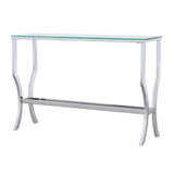 Saide Chrome Rectangular Sofa Table with Mirrored Shelf from Coaster - Luna Furniture