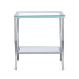 Saide Chrome Square End Table with Mirrored Shelf from Coaster - Luna Furniture