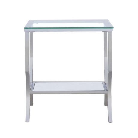 Saide Square End Table with Mirrored Shelf Chrome - 720337 - Luna Furniture